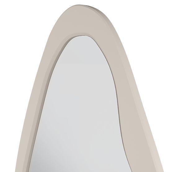 Hanging Mirror in Wooden Frame Mara, 180x80 cm, Irregular Shape, Cream
