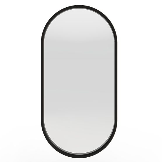 Hanging Mirror in Wooden Frame Plico 45x90 cm, Oval, Black
