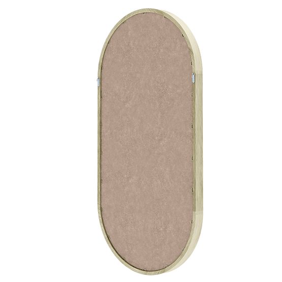 Hanging Mirror in Wooden Frame Plico 45x90 cm, Oval, Natural