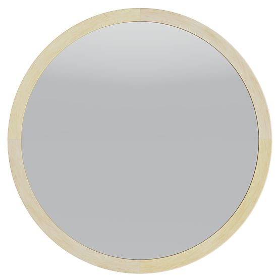 Hanging Mirror in Wooden Frame Sesto 60 cm, Round, Natural