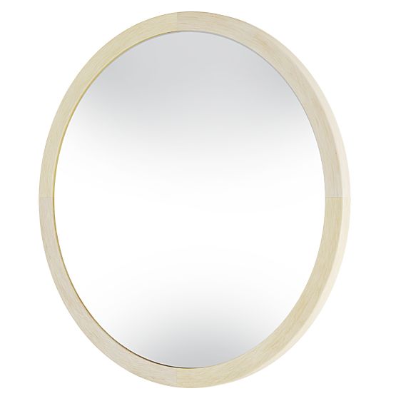 Hanging Mirror in Wooden Frame Sesto 60 cm, Round, Natural