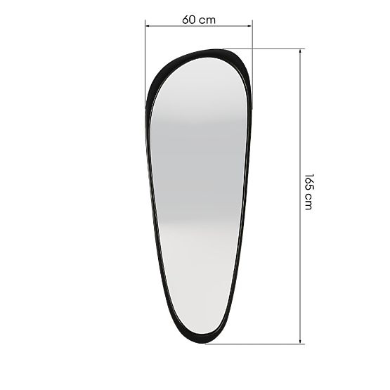 Hanging Mirror in Wooden Frame Sogno 60x165 cm, Irregular Shape, Black