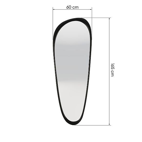 Hanging Mirror in Wooden Frame Sogno 60x165 cm, Irregular Shape, Black