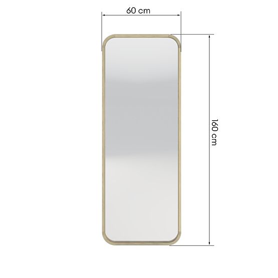 Hanging Mirror in Wooden Frame Spira 60x160 cm, Rectangular, Rounded, Natural