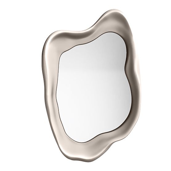 Hanging Mirror Leonardo, 60x90 cm, Irregular Shape, Gray-Beige