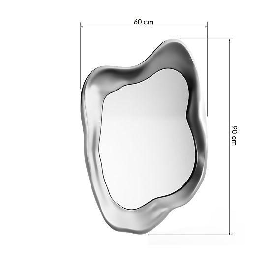 Hanging Mirror Leonardo, 60x90 cm, Irregular Shape, Silver
