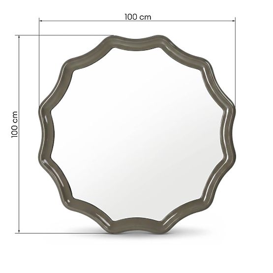 Hanging Mirror Luppo, Green-Grey, Glossy