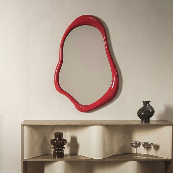 Hanging Mirror Maluma, Red, Glossy