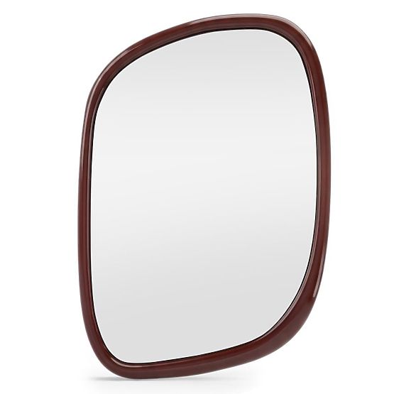 Hanging Mirror Siri, Irregular Shape, Burgundy-Brown, Glossy
