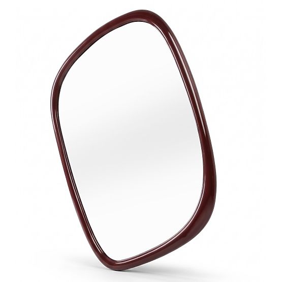 Hanging Mirror Siri, Irregular Shape, Burgundy-Brown, Glossy