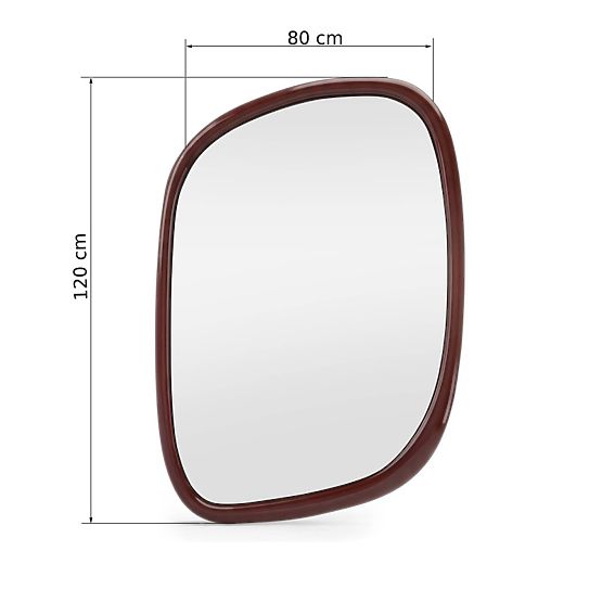Hanging Mirror Siri, Irregular Shape, Burgundy-Brown, Glossy