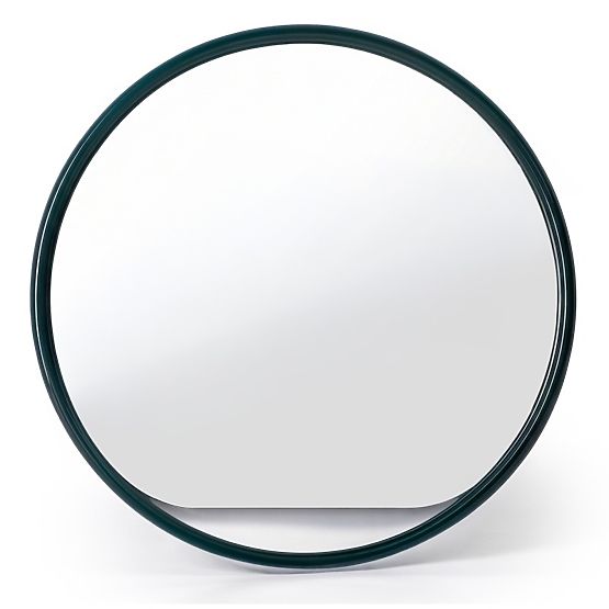 Hanging Round Mirror Zelia, Dark Green, Glossy