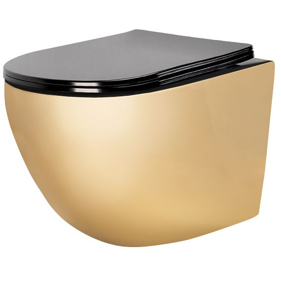 Hanging Toilet Bowl Carlo Mini Rimless Flat Gold Black
