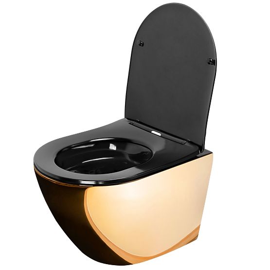 Hanging Toilet Bowl Carlo Mini Rimless Flat Gold Black