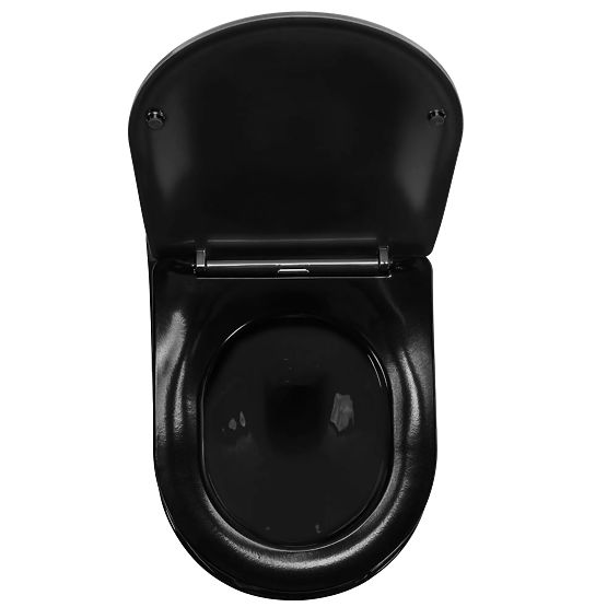 Hanging Toilet Bowl Rea Carlo Mini Rimless Flat Black Gold Edge