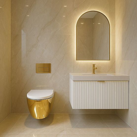 Hanging Toilet Bowl Rea Carlo Mini Tornado NF Gold White