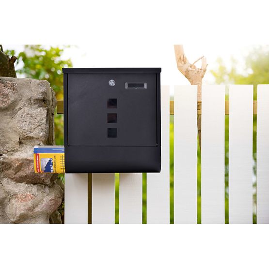 Hans Letter Mailbox with Newspaper Holder Black
