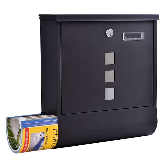 Hans Letter Mailbox with Newspaper Holder Black