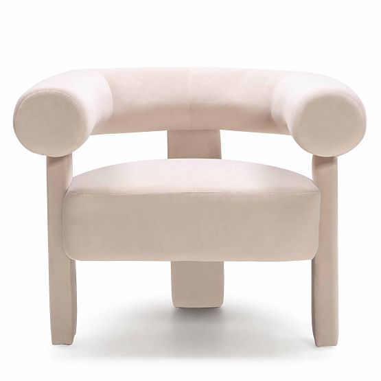 Hella Light Beige Velvet Rounded Relaxation Chair