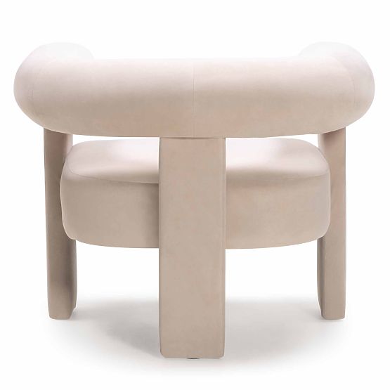 Hella Light Beige Velvet Rounded Relaxation Chair