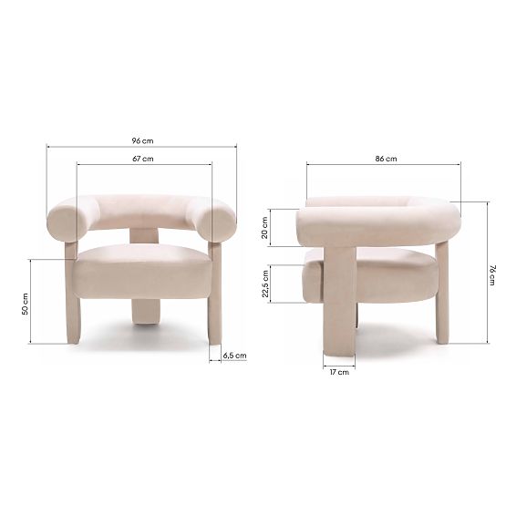 Hella Light Beige Velvet Rounded Relaxation Chair