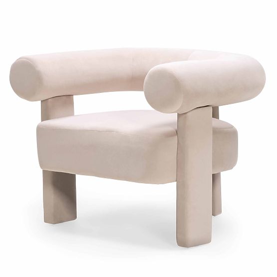 Hella Light Beige Velvet Rounded Relaxation Chair
