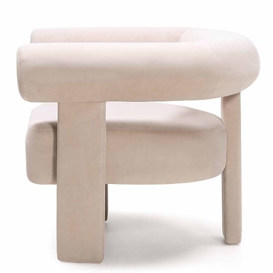 Hella Light Beige Velvet Rounded Relaxation Chair
