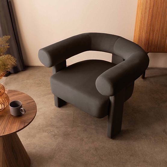 Hella Relaxation Chair Brown, Velvet, Rounded