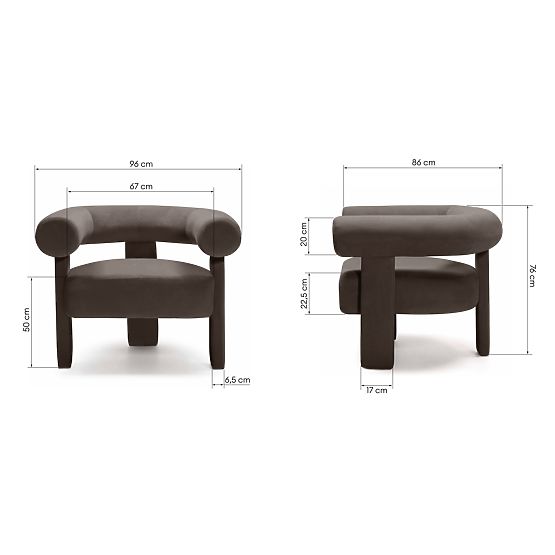 Hella Relaxation Chair Brown, Velvet, Rounded