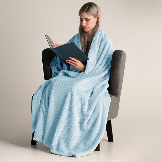 HENRY Blanket Blue Color with Jacquard Embossing Modern Style 170x210