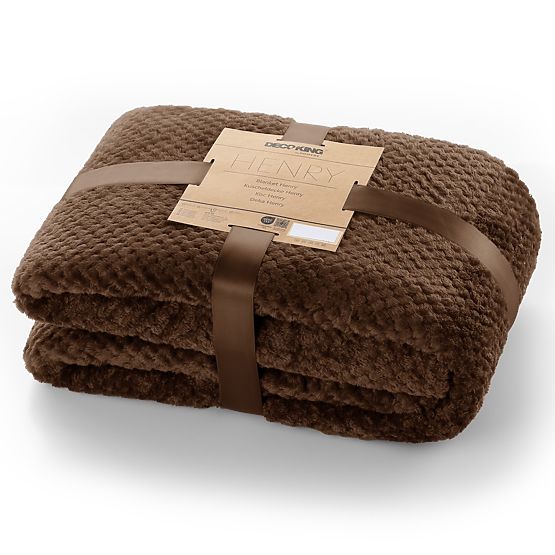 HENRY Brown Throw with Jacquard Pattern Modern Style 220x240