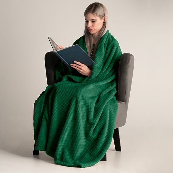 HENRY Throw Bottle Green Color Embossed Jacquard Modern Style 220x240