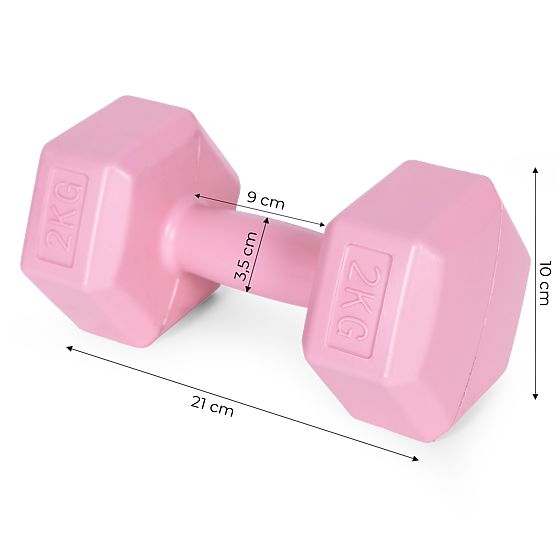 Hexagonal Dumbbells Set 2x2 kg Fitness Weights Pink ModernHome