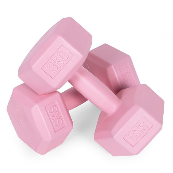 Hexagonal Dumbbells Set 2x3 kg Exercise Weights Fitness Pink ModernHome