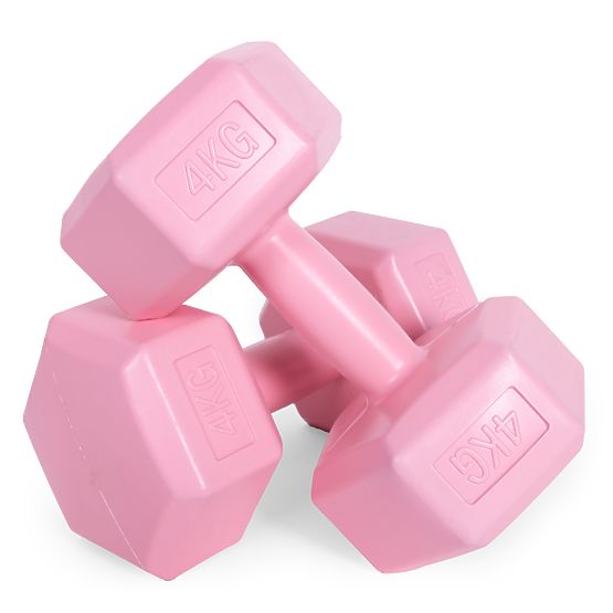 Hexagonal Dumbbells Set 2x4 kg Fitness Weights Pink ModernHome