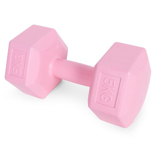 Hexagonal Dumbbells Set 2x5 kg Weights for Fitness Exercise Pink ModernHome