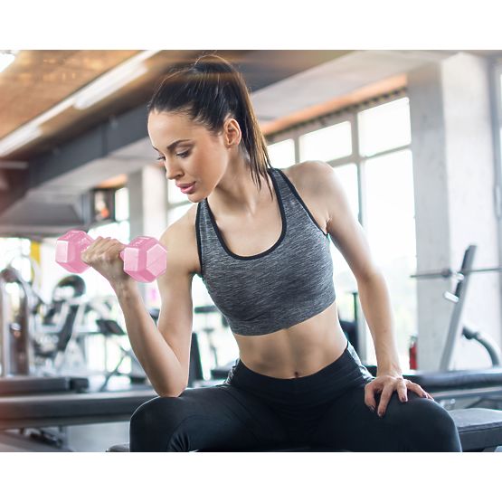 Hexagonal Dumbbells Set 2x5 kg Weights for Fitness Exercise Pink ModernHome