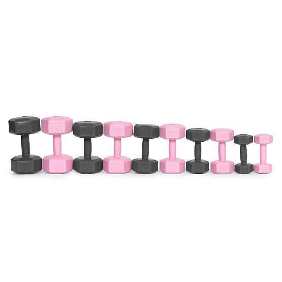 Hexagonal Dumbbells Set 2x5 kg Weights for Fitness Exercise Pink ModernHome