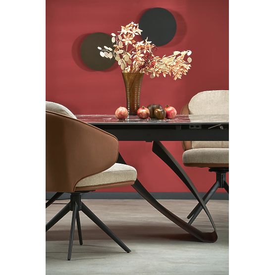HILARIO extendable table, top - black marble, legs - black (3p=1pc)