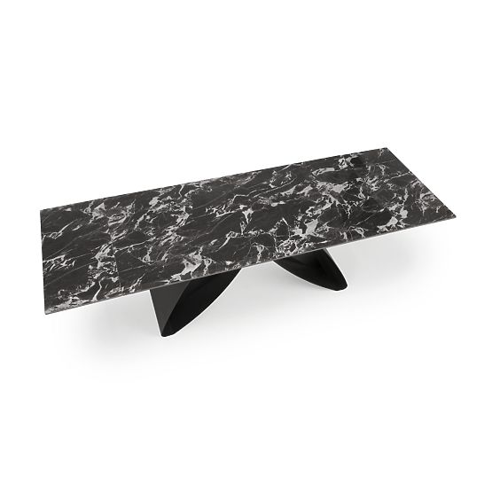 HILARIO extendable table, top - black marble, legs - black (3p=1pc)