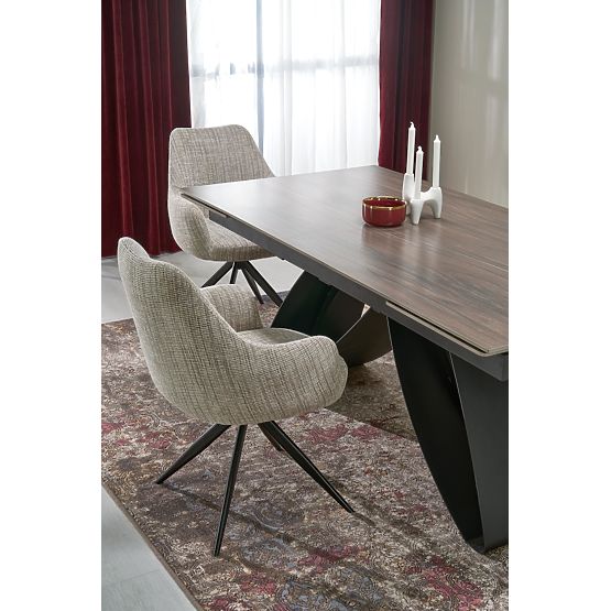 HILARIO extendable table, top - walnut, legs - black (3p=1pc)