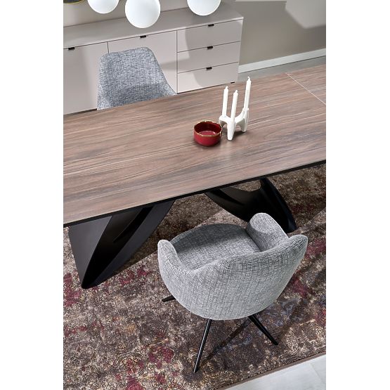 HILARIO extendable table, top - walnut, legs - black (3p=1pc)