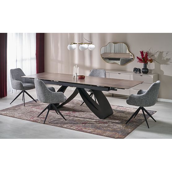 HILARIO extendable table, top - walnut, legs - black (3p=1pc)