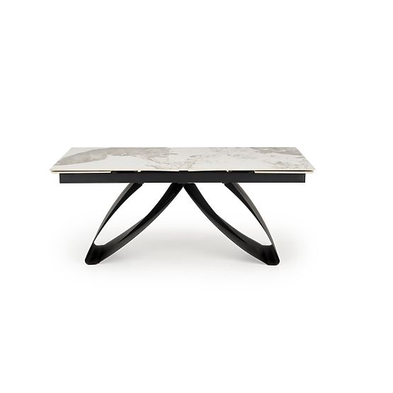 HILARIO extendable table, top - white marble, legs - black (3p=1pc)