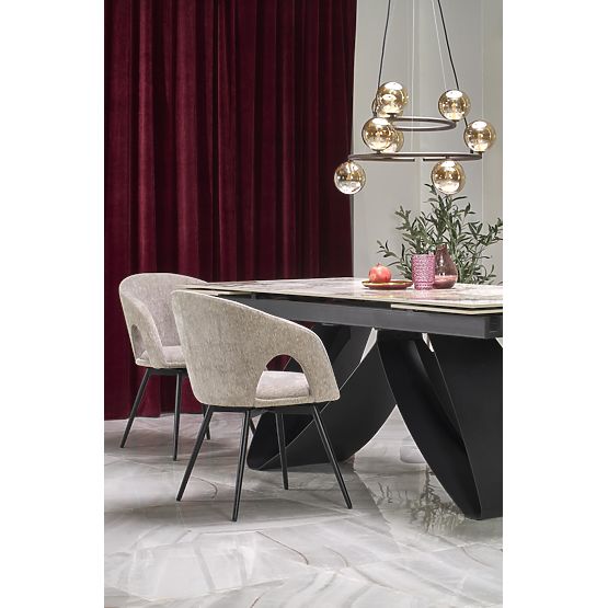 HILARIO extendable table, top - white marble, legs - black (3p=1pc)