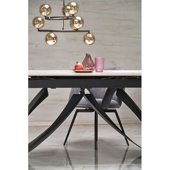 HILARIO extendable table, top - white marble, legs - black (3p=1pc)