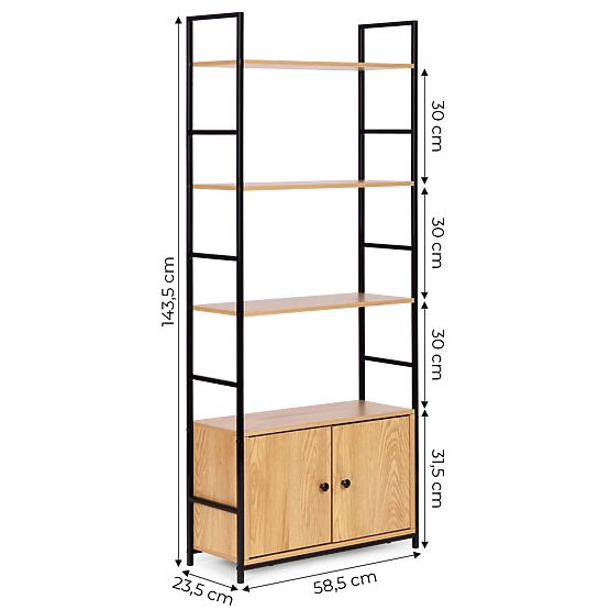 Industrial Loft Shelf with Cabinet 4 Shelves ModernHome