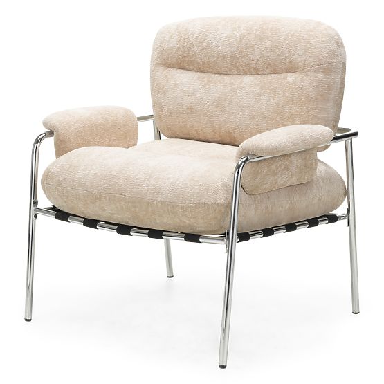 Inverno Beige Relaxation Chair, Chrome