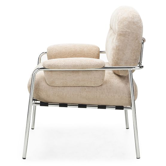 Inverno Beige Relaxation Chair, Chrome