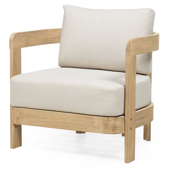 Japandi Garden Furniture Set Acacia Wood FSC, Teak Look, Light Beige, Rounded